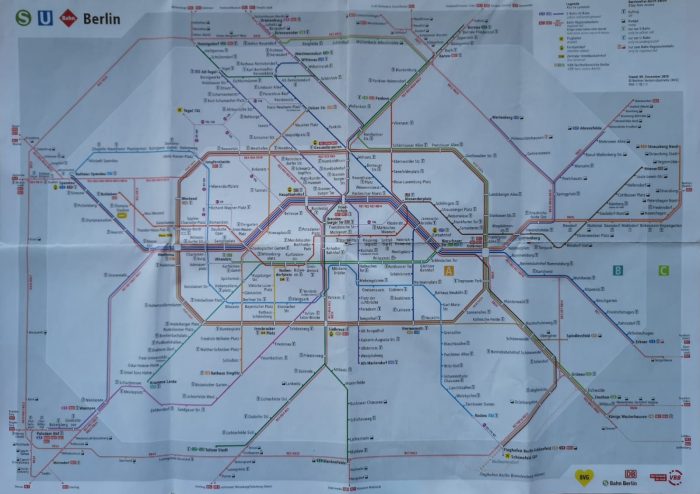 Mappa della Metropolitana di Berlino in cui si possono vedere le zone A-B-C
